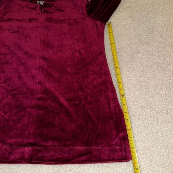 Talbots Women’s Velvet Long Sleeve Tunic Dark Raspberry Pink Red Size MP NWT - Picture 9 of 11